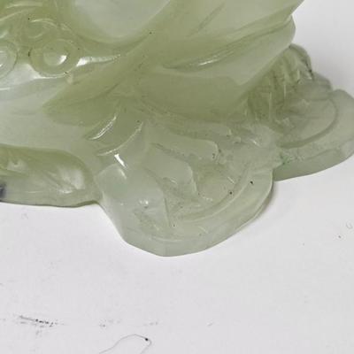 CKEG17. Carved Jade Stone Good Luck Frog on Coins