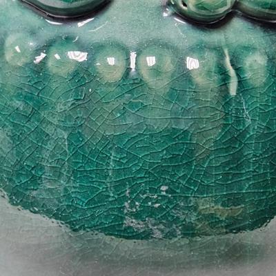 CKEG18. Chinese Emerald Glaze Oil Jar, Double Handle