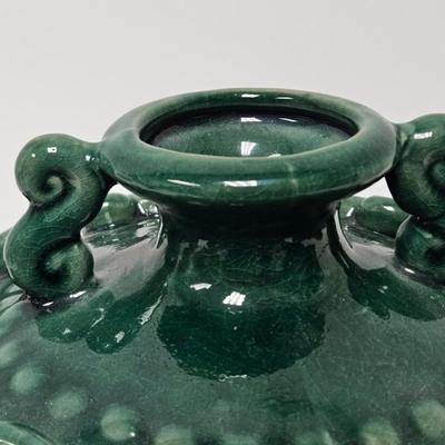 CKEG18. Chinese Emerald Glaze Oil Jar, Double Handle