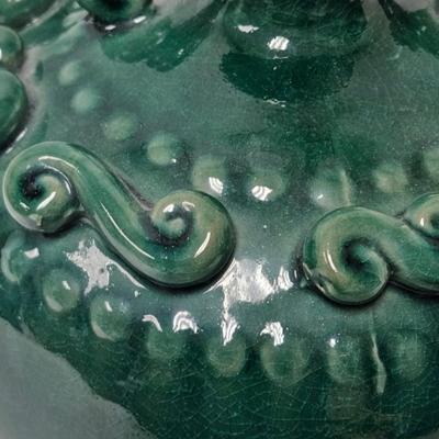 CKEG18. Chinese Emerald Glaze Oil Jar, Double Handle