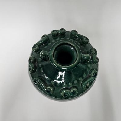 CKEG18. Chinese Emerald Glaze Oil Jar, Double Handle