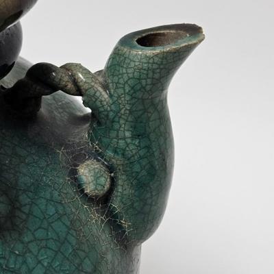 CKEG19. Antique Emerald Glaze Jar, Wax Seal