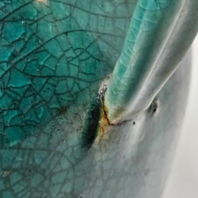 CKEG19. Antique Emerald Glaze Jar, Wax Seal