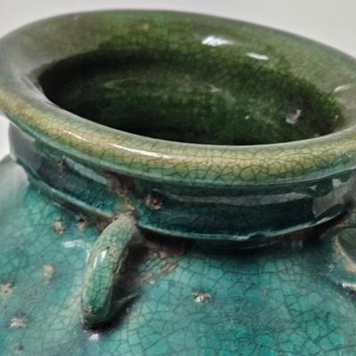 CKEG19. Antique Emerald Glaze Jar, Wax Seal