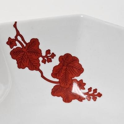 CKEG20. Fitz & Floyd Octagonal Bowl, Red & White