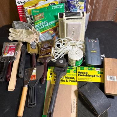 Painting supplies and stud finder