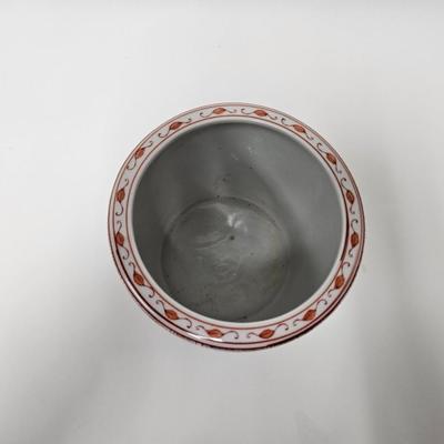 CKEG24. Chinese Brush Pot, Orange & White