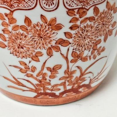 CKEG24. Chinese Brush Pot, Orange & White