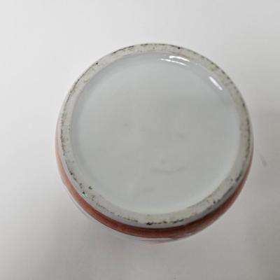 CKEG24. Chinese Brush Pot, Orange & White