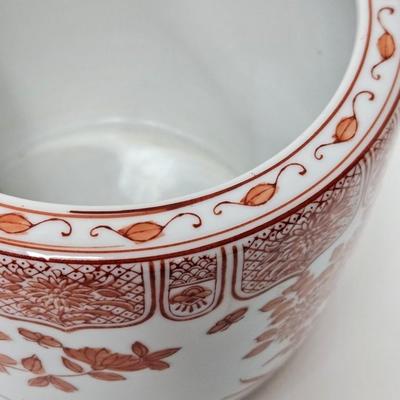 CKEG24. Chinese Brush Pot, Orange & White