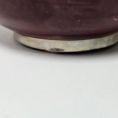 CKEG32. Handmade Moroccan Ceramic Bowl, Red with Silverplate Trim