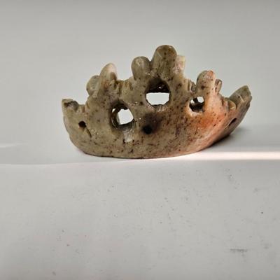 CKEG36. Vintage Chinese Hand-Carved Soapstone Brush Pot