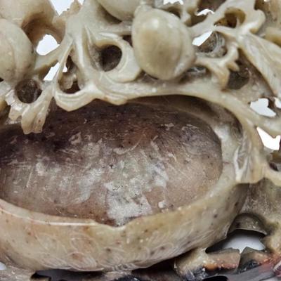 CKEG36. Vintage Chinese Hand-Carved Soapstone Brush Pot