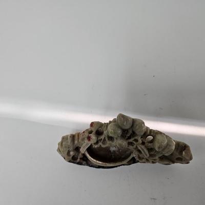 CKEG36. Vintage Chinese Hand-Carved Soapstone Brush Pot