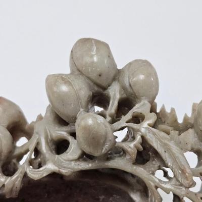 CKEG36. Vintage Chinese Hand-Carved Soapstone Brush Pot