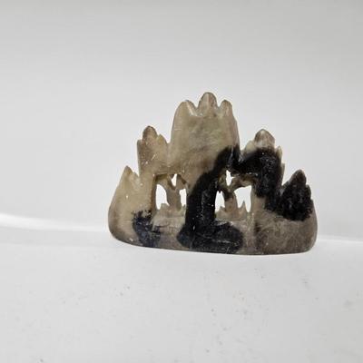 CKEG37. Vintage Chinese Carved Soapstone Mountain Village Scene