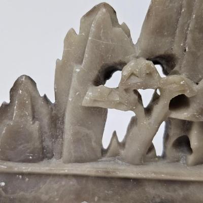 CKEG37. Vintage Chinese Carved Soapstone Mountain Village Scene