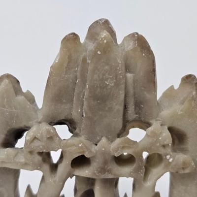 CKEG37. Vintage Chinese Carved Soapstone Mountain Village Scene