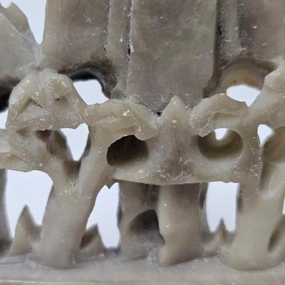 CKEG37. Vintage Chinese Carved Soapstone Mountain Village Scene