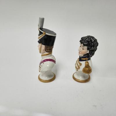 CKEG38. A Pair of Porcelain Busts Depicting Napoleonic Generals Junet & Muray, Hand-Painted
