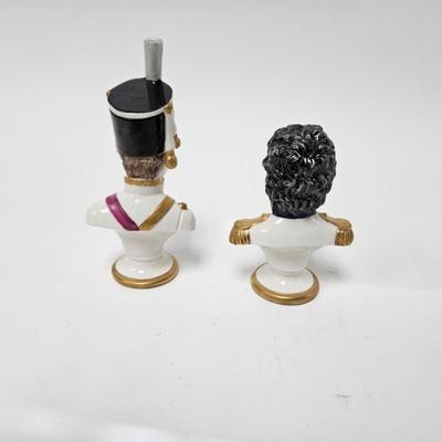 CKEG38. A Pair of Porcelain Busts Depicting Napoleonic Generals Junet & Muray, Hand-Painted