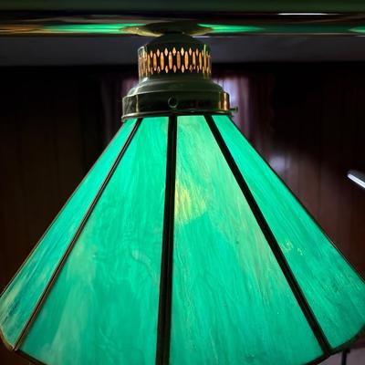 Brass/glass pool table light