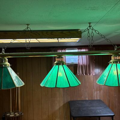 Brass/glass pool table light