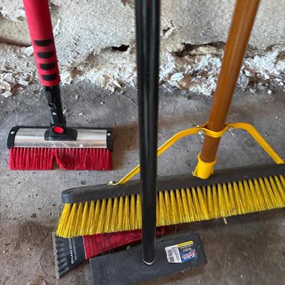 Garage broom and ice scrapers