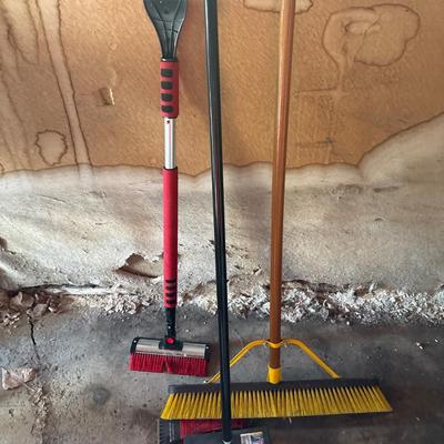 Garage broom and ice scrapers