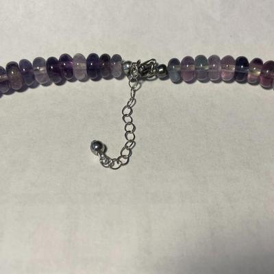 FAS Designer Huge Amethyst Quartz Graduated Disc Beaded Necklace 24-26" Adjustable Fashion Necklace w/Sterling Chain & Clasp.