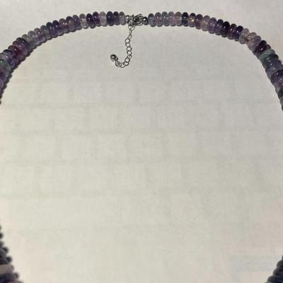 FAS Designer Huge Amethyst Quartz Graduated Disc Beaded Necklace 24-26" Adjustable Fashion Necklace w/Sterling Chain & Clasp.