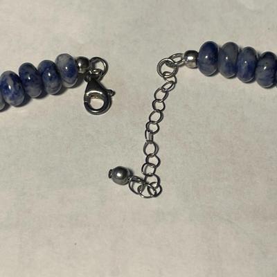 FAS Designer Huge Lapis Lazuli Graduated Disc Beaded Necklace 24-26" Adjustable Fashion Necklace w/Sterling Chain & Clasp.