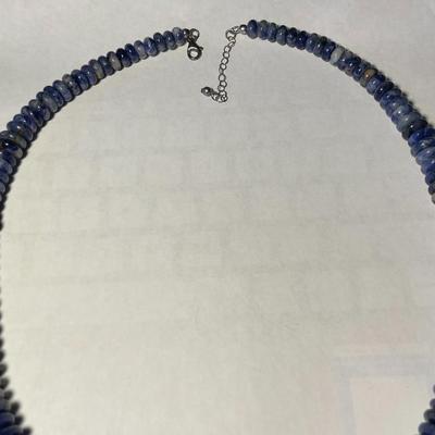 FAS Designer Huge Lapis Lazuli Graduated Disc Beaded Necklace 24-26" Adjustable Fashion Necklace w/Sterling Chain & Clasp.