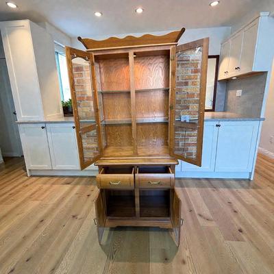 Glass Front China Cabinet and Hutch 2 Piece Unit