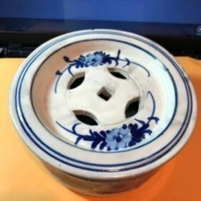 Antique Scarce Chinese Stoneware Large Incense Burner Bowl w/Cover 7.5"W x 3.35"Tall Preowned from an Estate as Pictured.