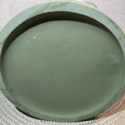 Antique Sage Green Unmarked Base Jasperware Large Pitcher 9" Tall in VG Preowned Condition.