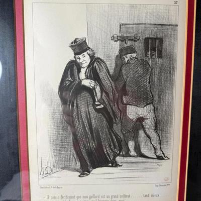 Honore Daumier Lithograph/Print "Les Gens de Justice" Custom Framed 16.5" x 20.5" as Pictured.