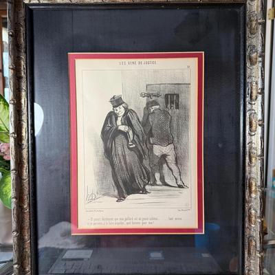Honore Daumier Lithograph/Print "Les Gens de Justice" Custom Framed 16.5" x 20.5" as Pictured.