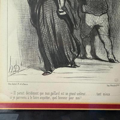 Honore Daumier Lithograph/Print "Les Gens de Justice" Custom Framed 16.5" x 20.5" as Pictured.