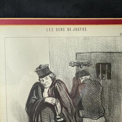 Honore Daumier Lithograph/Print "Les Gens de Justice" Custom Framed 16.5" x 20.5" as Pictured.
