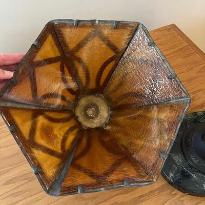 Vintage Slag Glass Table Lamp (O-BC)