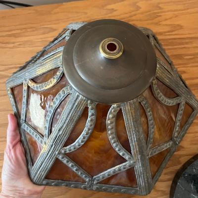 Vintage Slag Glass Table Lamp (O-BC)