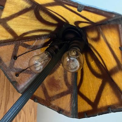 Vintage Slag Glass Table Lamp (O-BC)