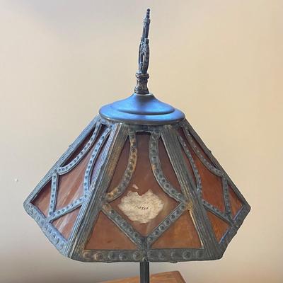 Vintage Slag Glass Table Lamp (O-BC)