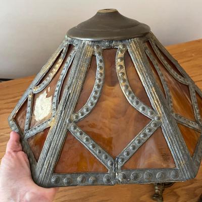 Vintage Slag Glass Table Lamp (O-BC)