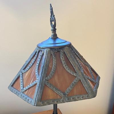 Vintage Slag Glass Table Lamp (O-BC)