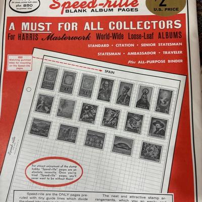 Unused collector stamps, album w/stamped & supplies