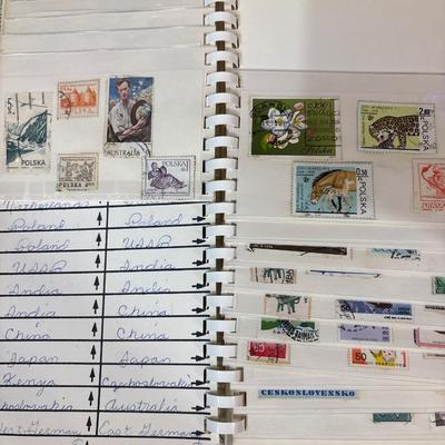 Unused collector stamps, album w/stamped & supplies