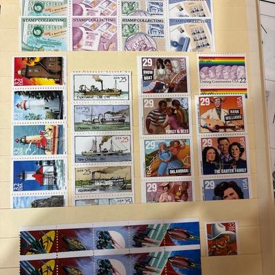 Unused collector stamps, album w/stamped & supplies