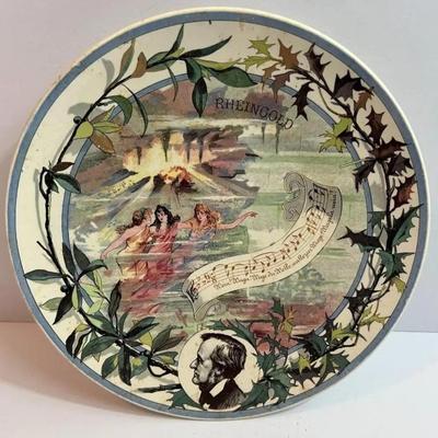Antique French Sarreguemines Musical Theme Plate 8-3/4" "Rheingold" in VG Preowned Condition.